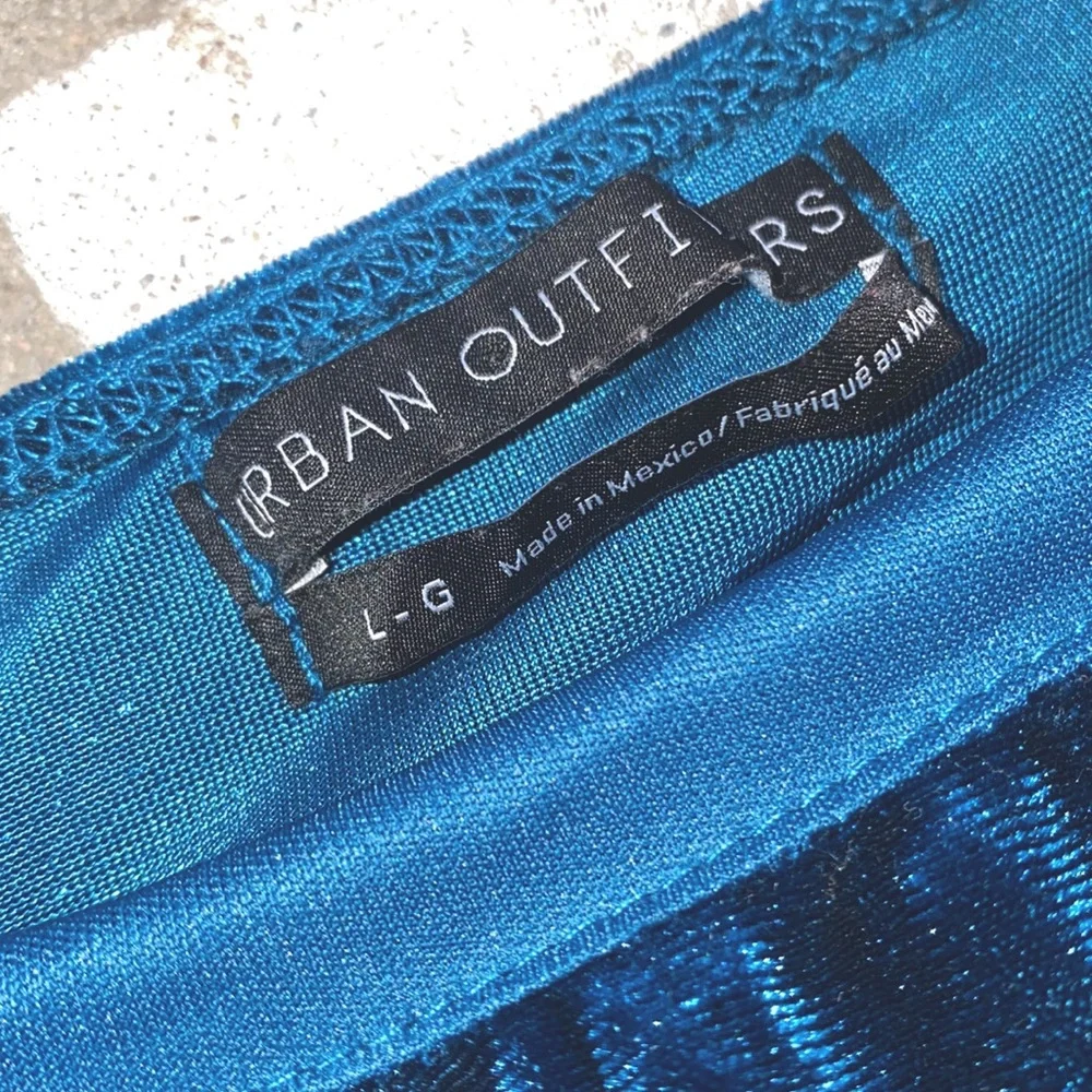 Urban Outfitters Velvet Crop Top, Large Dark Turquoise - Picture 5 of 6